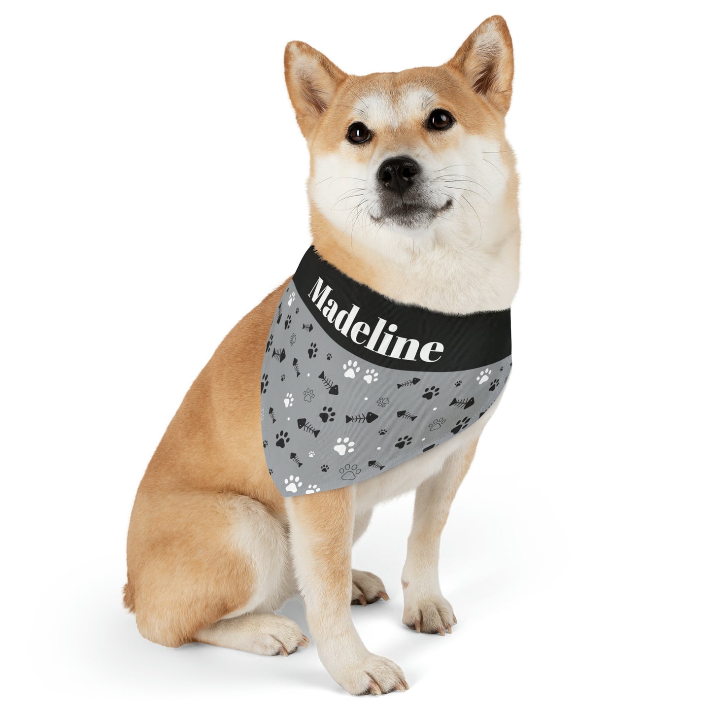 Personalized Black and White Pet Bandana Collar