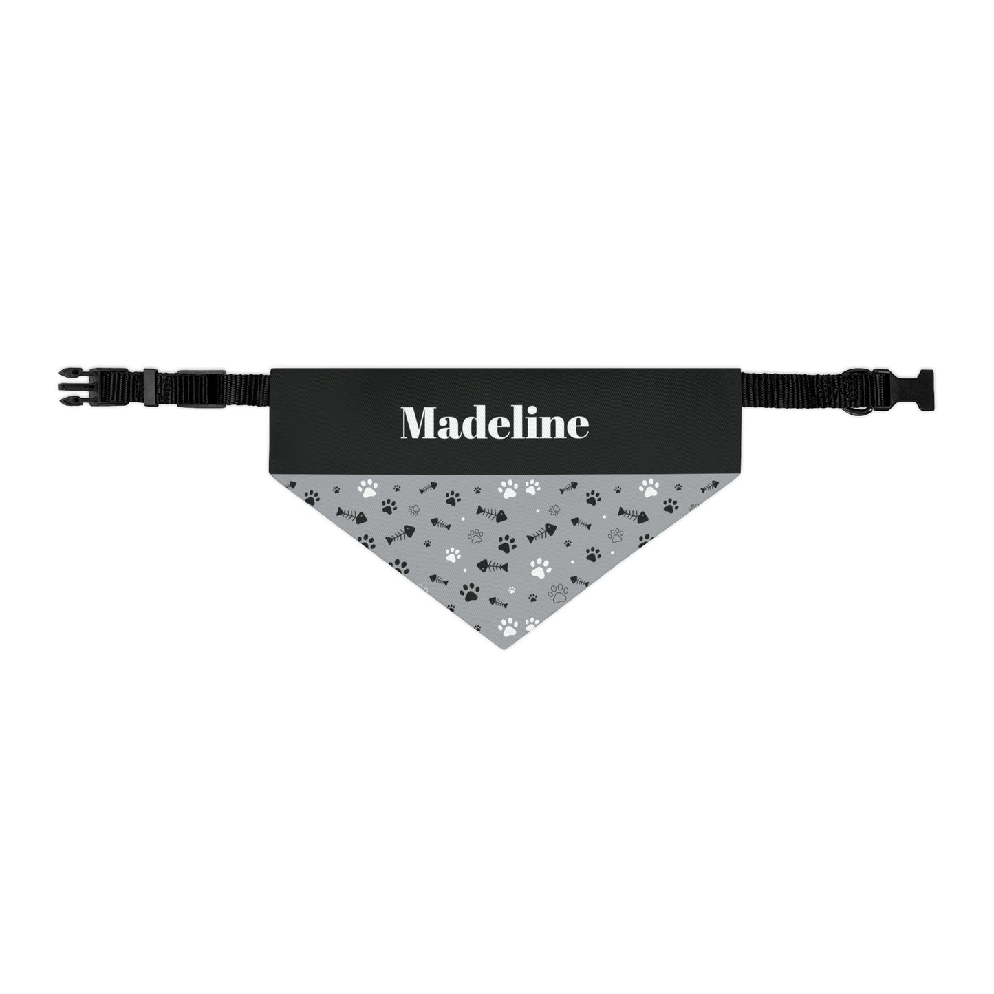 Personalized Black and White Pet Bandana Collar