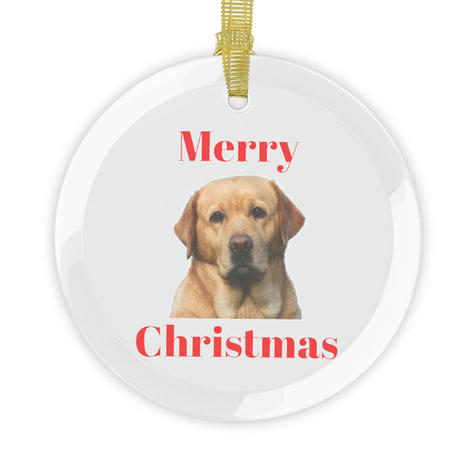 Yellow Lab Glass Christmas Ornament