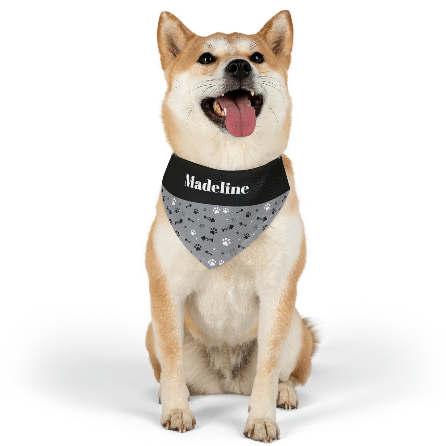 Personalized Black and White Pet Bandana Collar