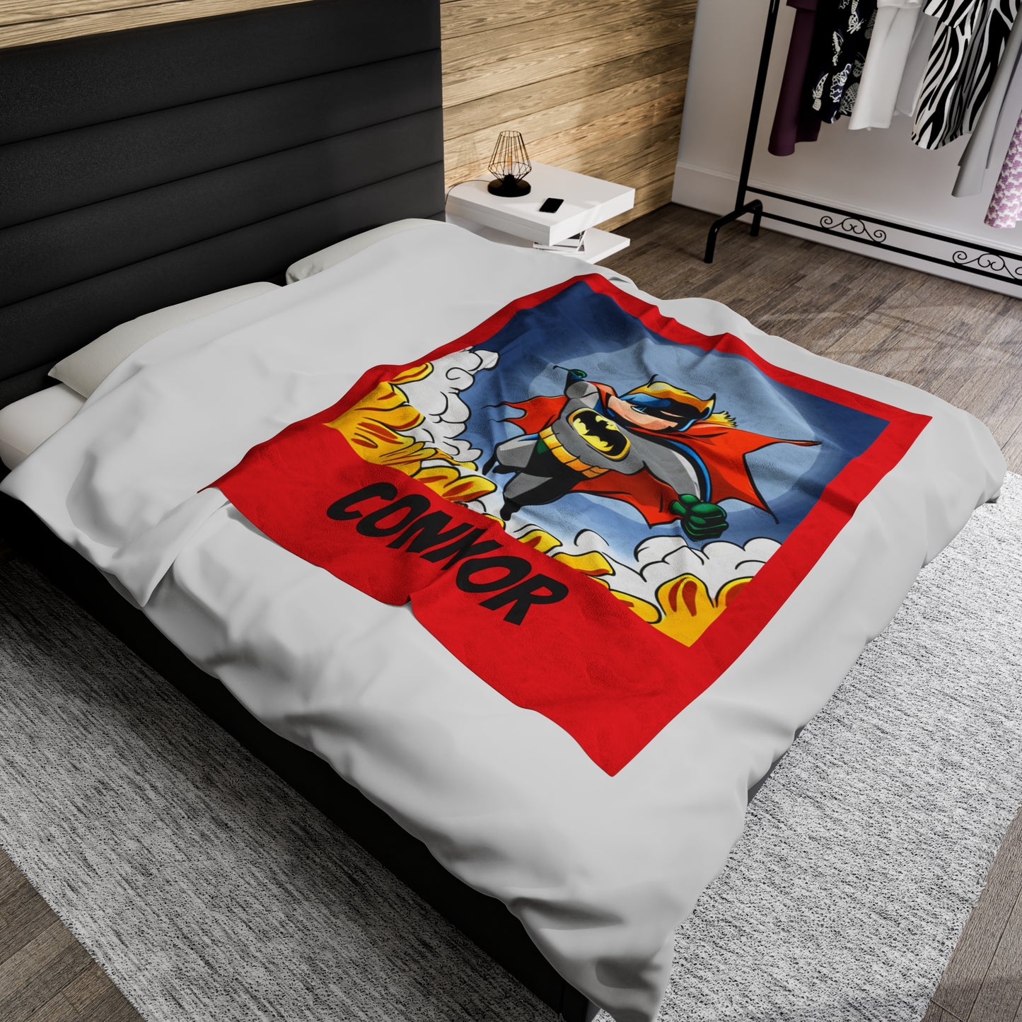 Personalized Superhero Batman Velveteen Plush Blanket