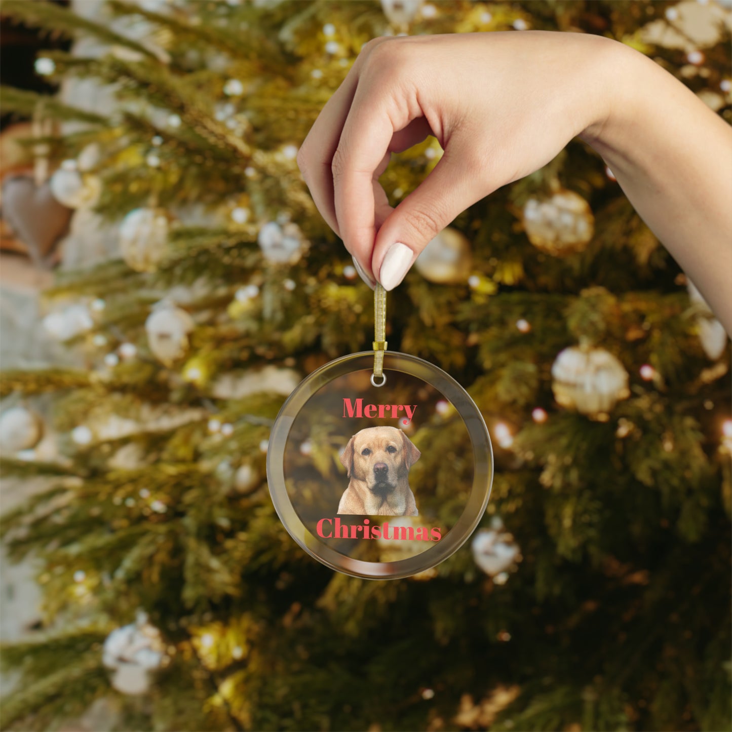 Yellow Lab Glass Christmas Ornament