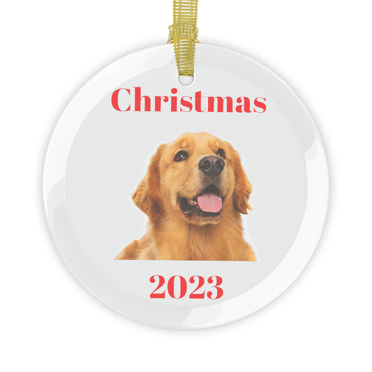 Golden Retriever 2023 Christmas Glass Ornament