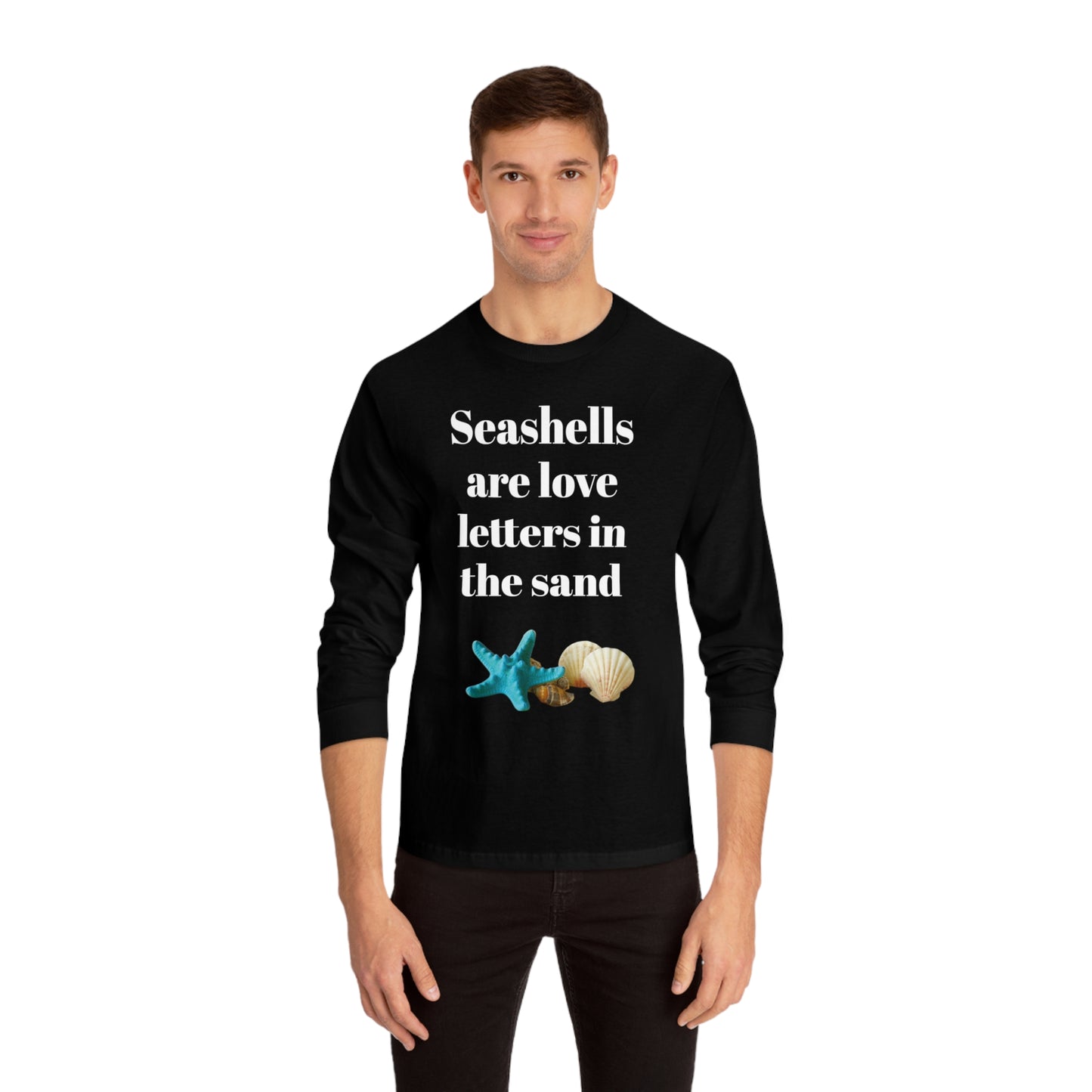 Beachy Seashell Black Unisex Classic Long Sleeve T-Shirt