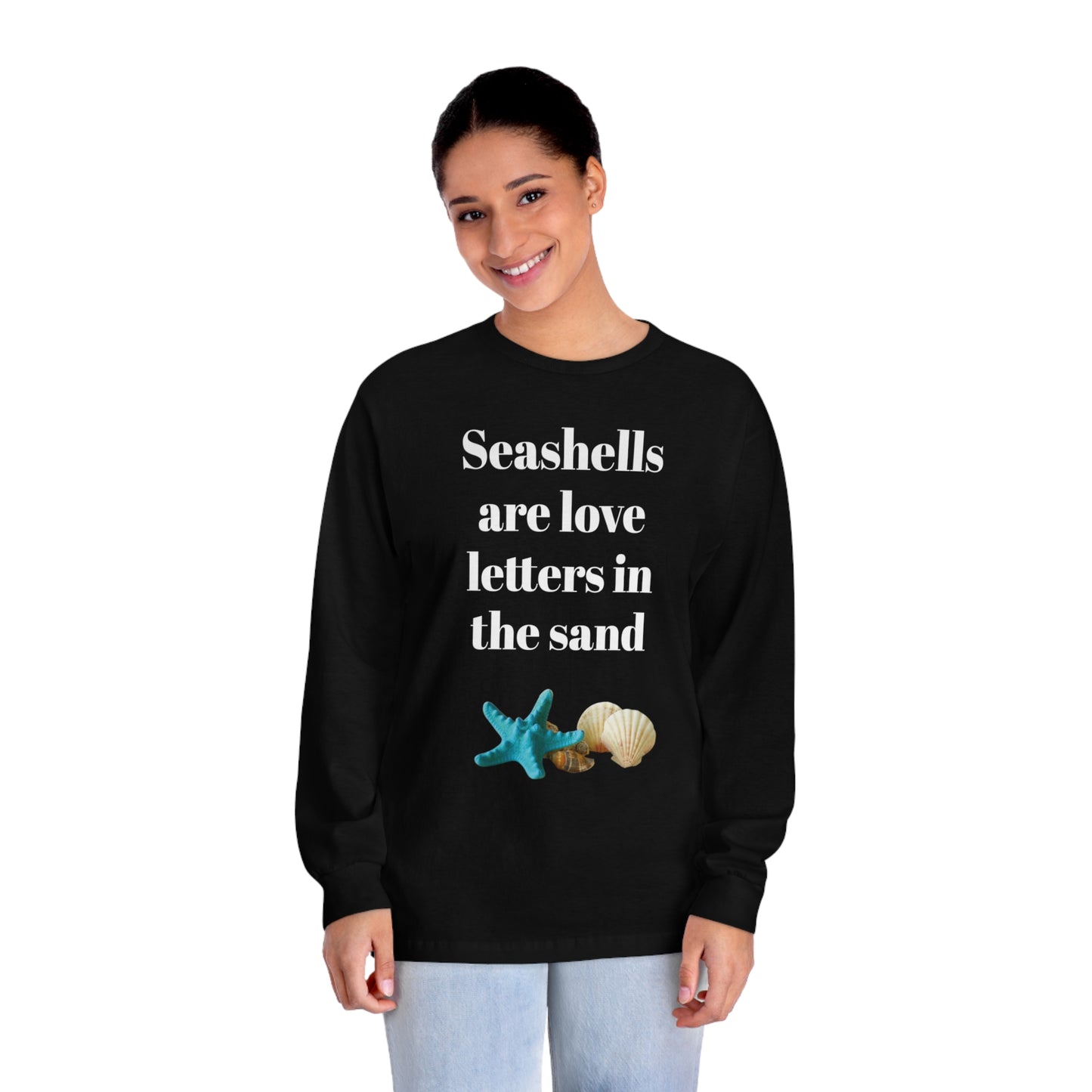 Beachy Seashell Black Unisex Classic Long Sleeve T-Shirt