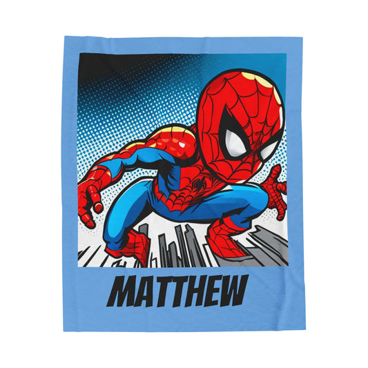 Personalized Superhero Velveteen Plush Blanket