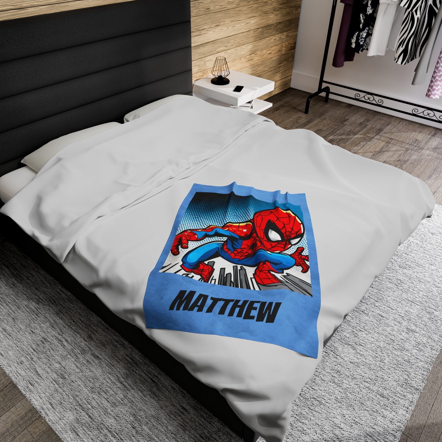 Personalized Superhero Velveteen Plush Blanket