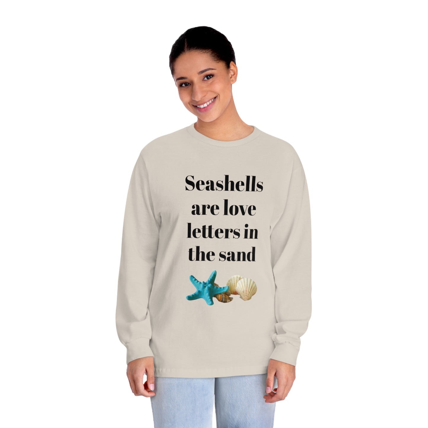 Beachy Seashell Black Unisex Classic Long Sleeve T-Shirt