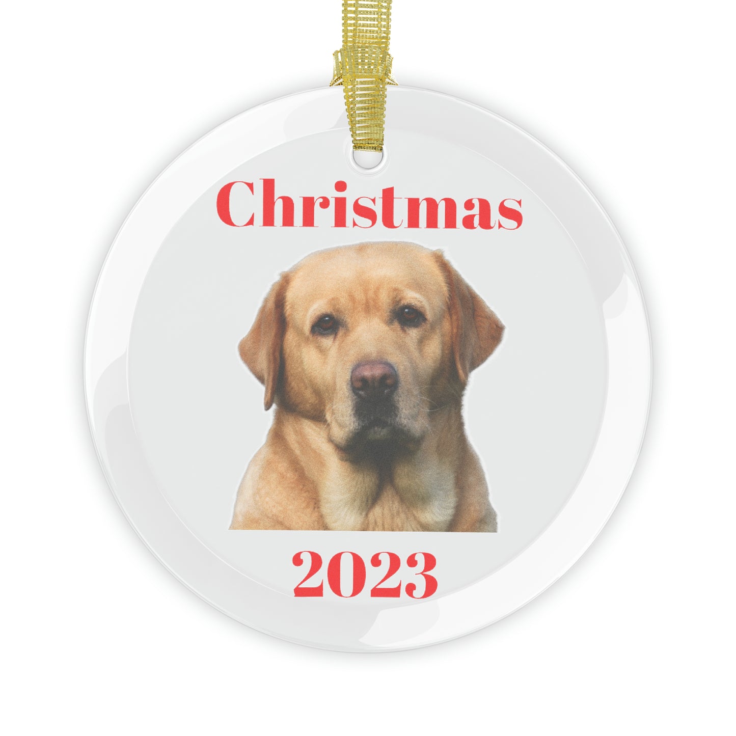 Yellow Lab Christmas 2023 Glass Ornament