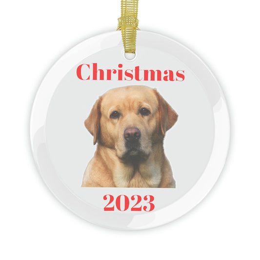 Yellow Lab Christmas 2023 Glass Ornament