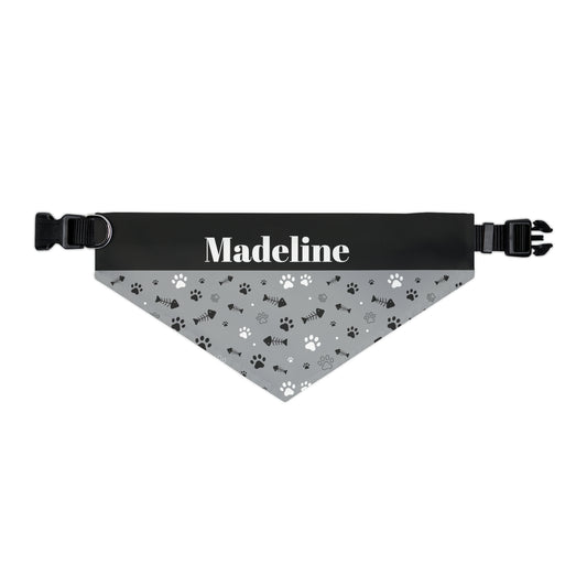 Personalized Black and White Pet Bandana Collar