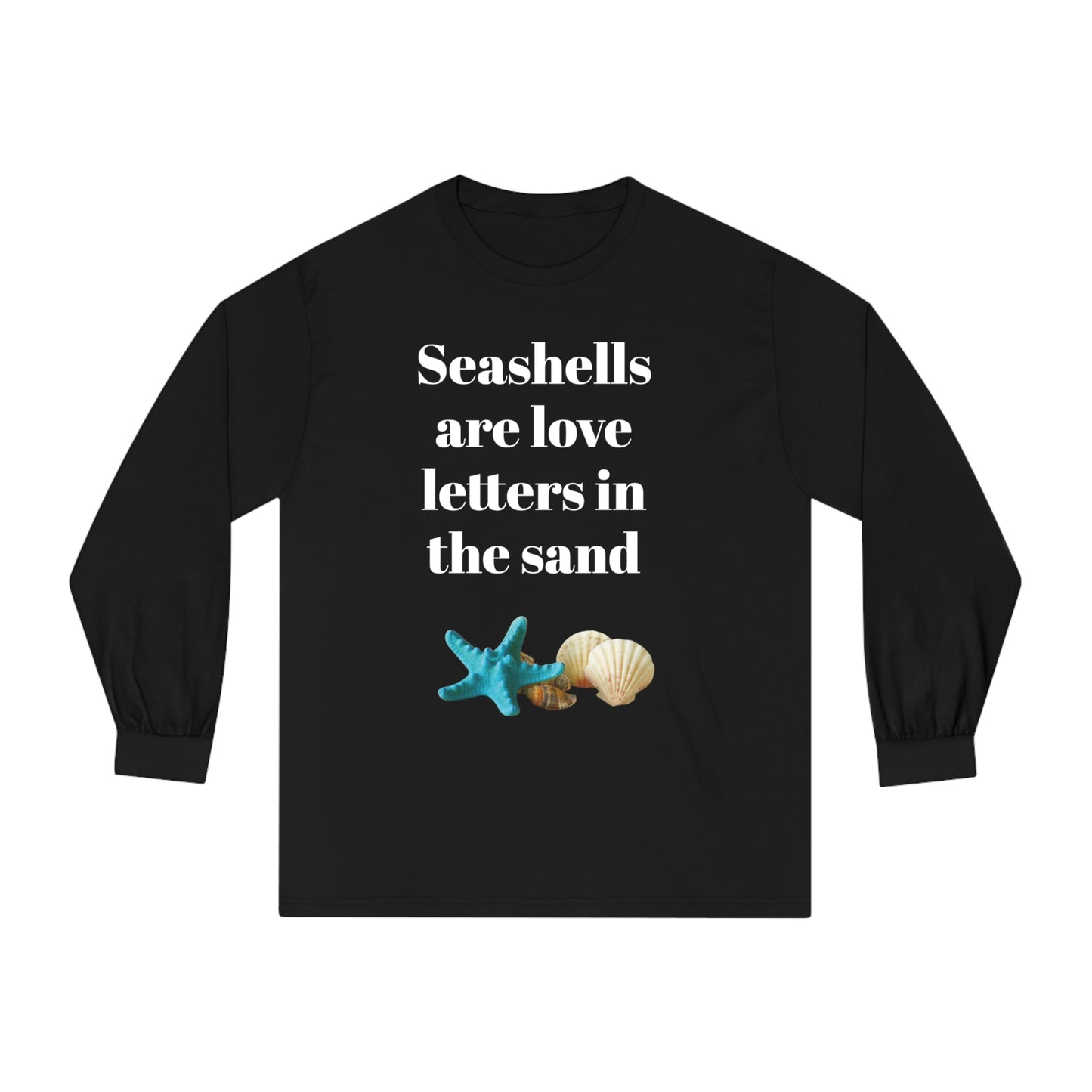 Beachy Seashell Black Unisex Classic Long Sleeve T-Shirt