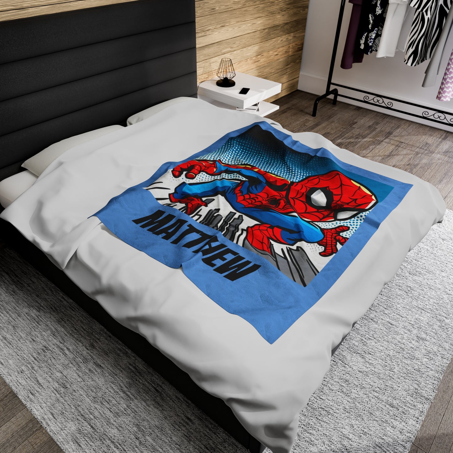 Personalized Superhero Velveteen Plush Blanket