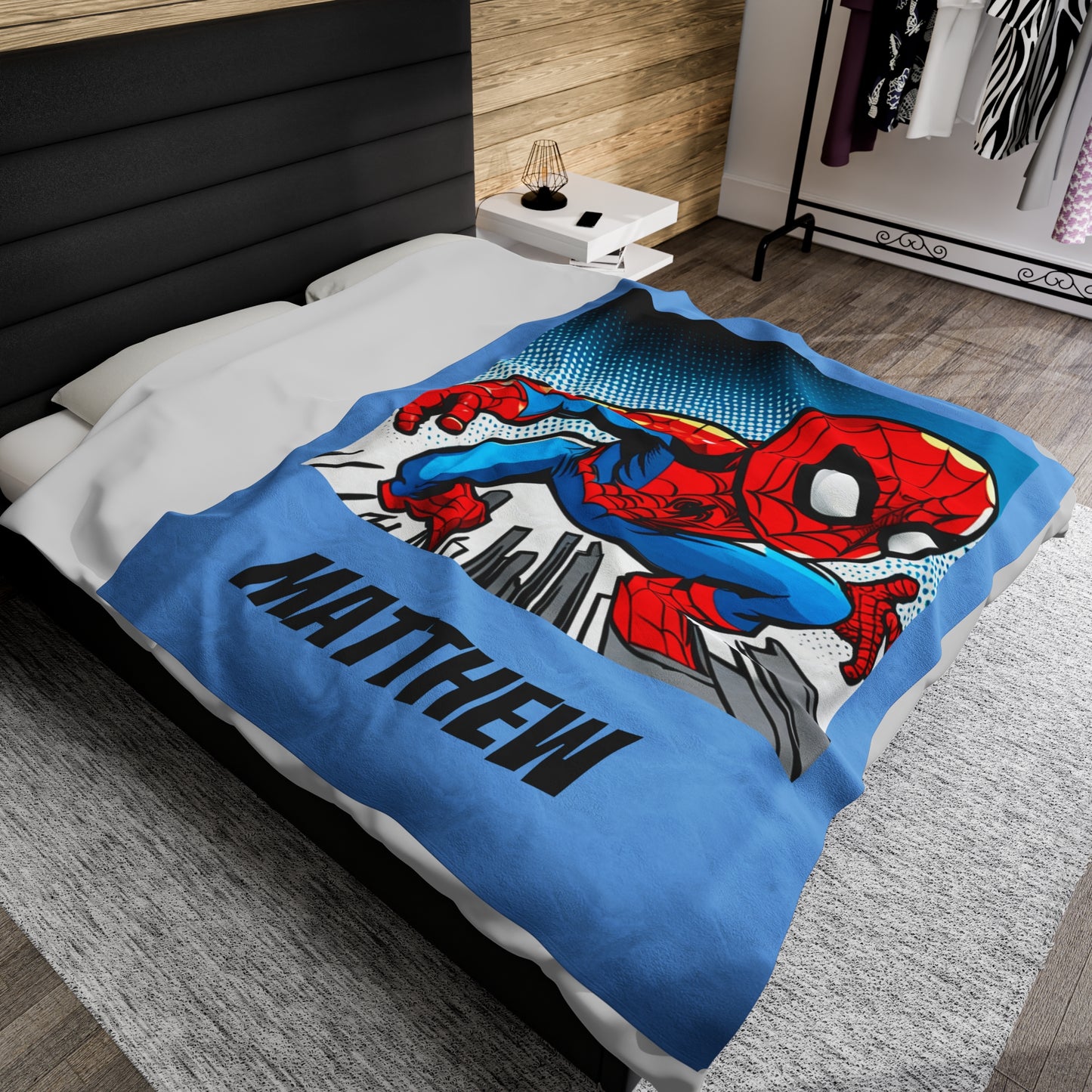 Personalized Superhero Velveteen Plush Blanket