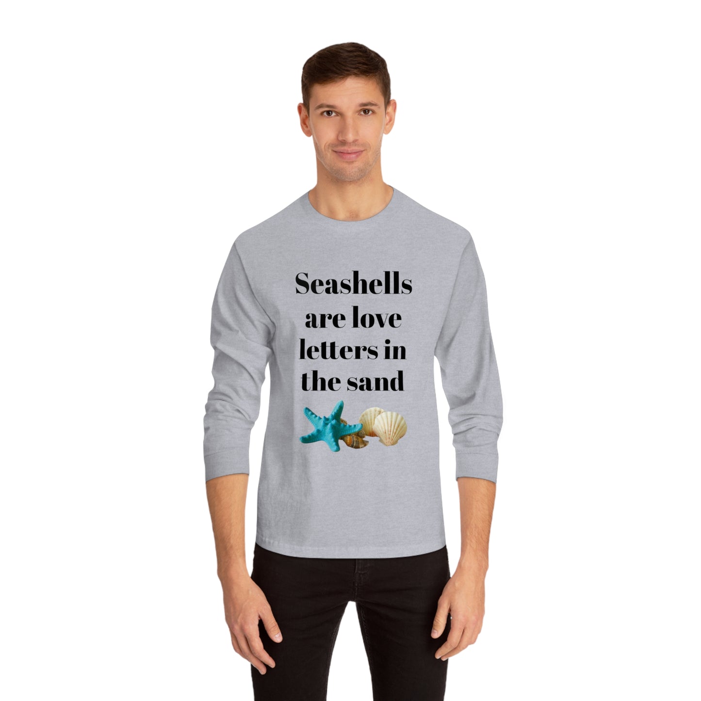 Beachy Seashell Black Unisex Classic Long Sleeve T-Shirt