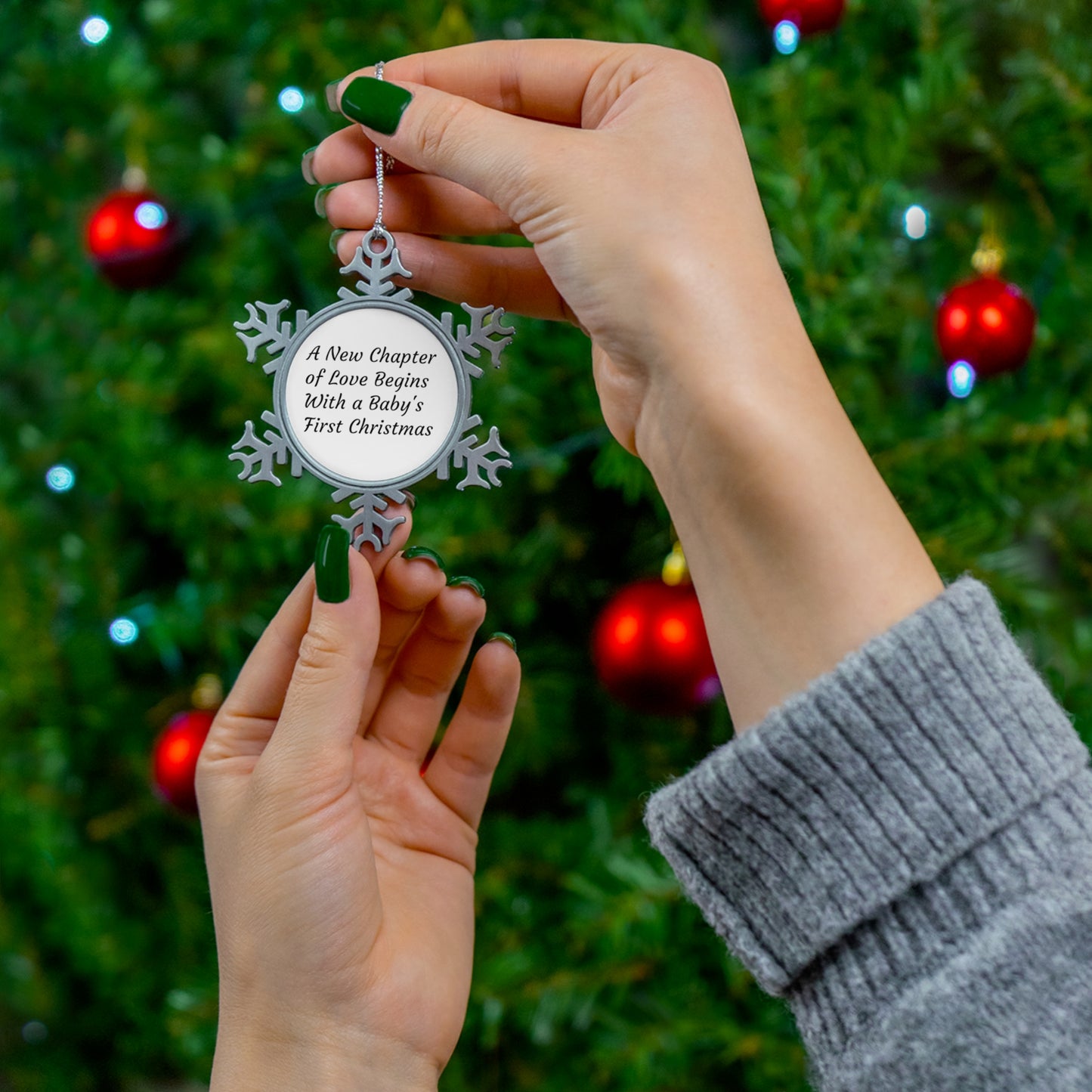 Baby's First Christmas Pewter Snowflake Ornament