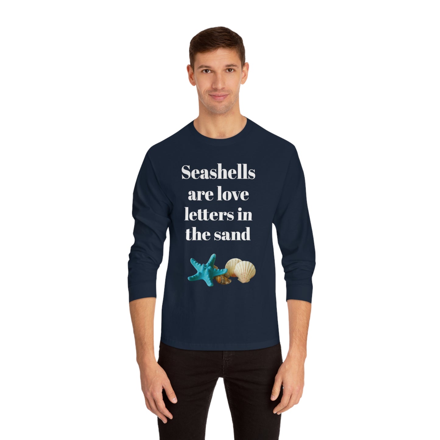 Beachy Seashell Black Unisex Classic Long Sleeve T-Shirt