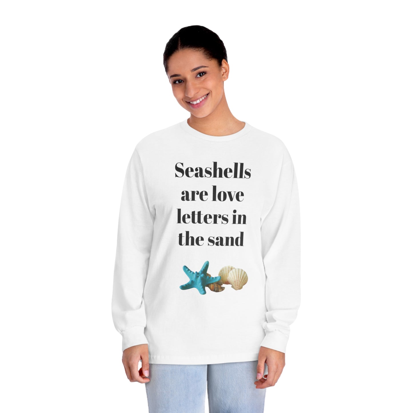 Beachy Seashell Black Unisex Classic Long Sleeve T-Shirt