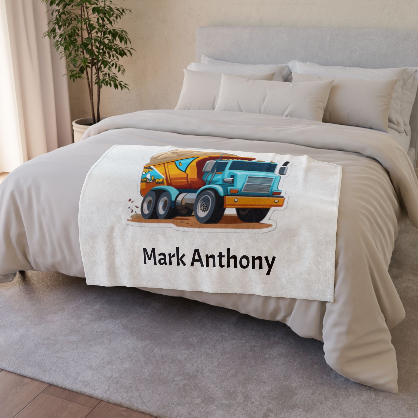 Dump Truck Personalized Soft Polyester Blanket