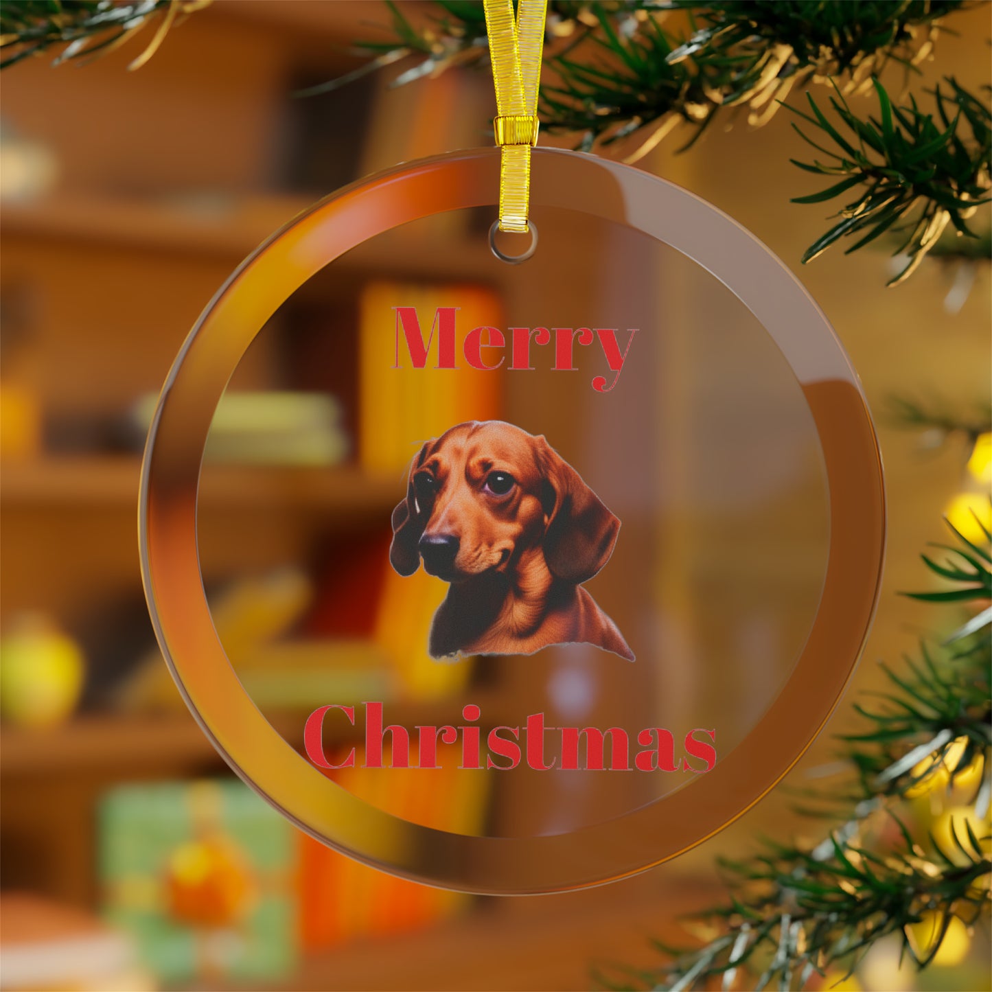 Dachshund Glass Christmas Ornament