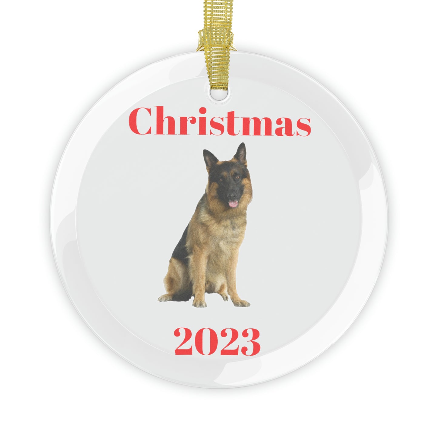 German Shepherd Christmas 2023 Glass Ornament