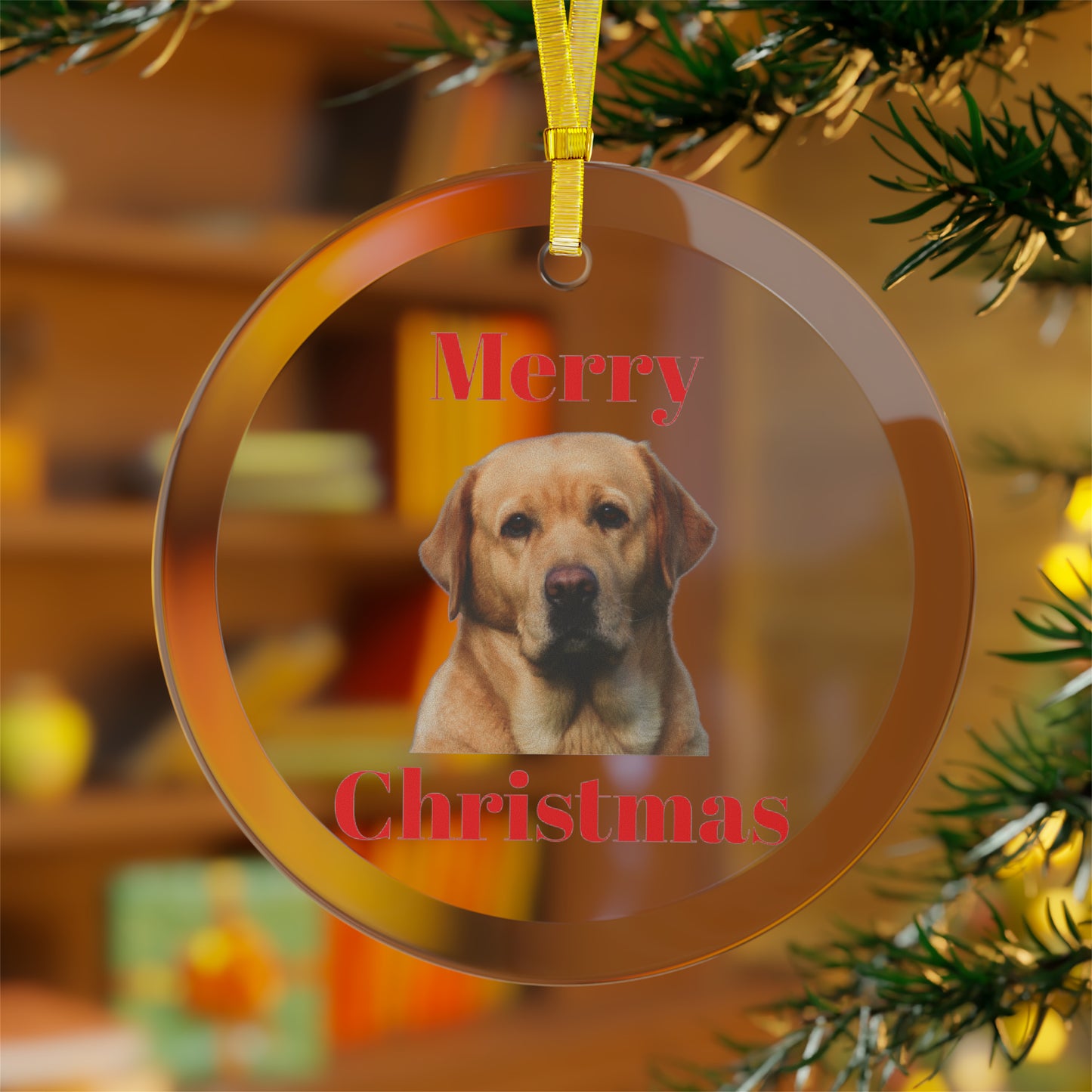 Yellow Lab Glass Christmas Ornament