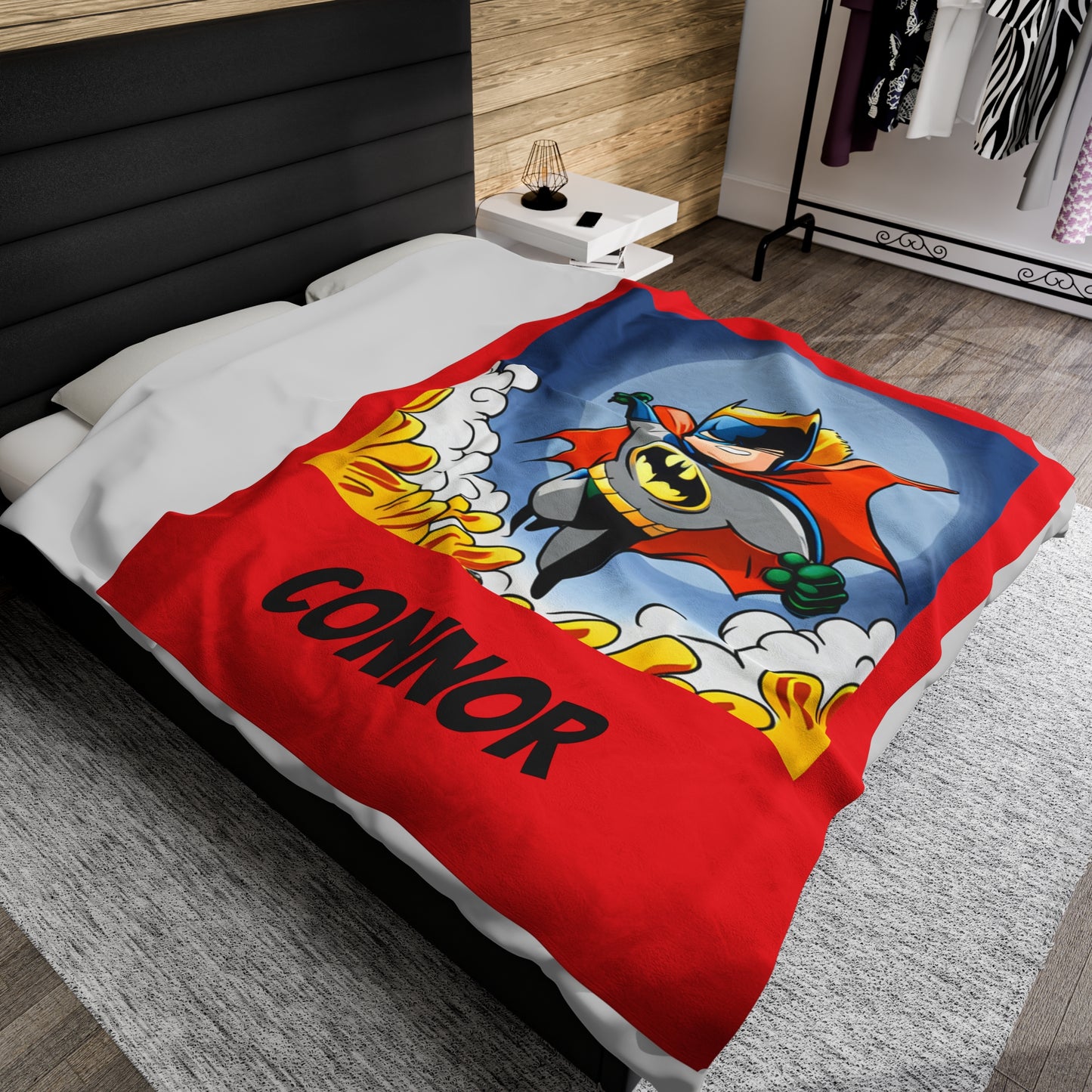 Personalized Superhero Batman Velveteen Plush Blanket