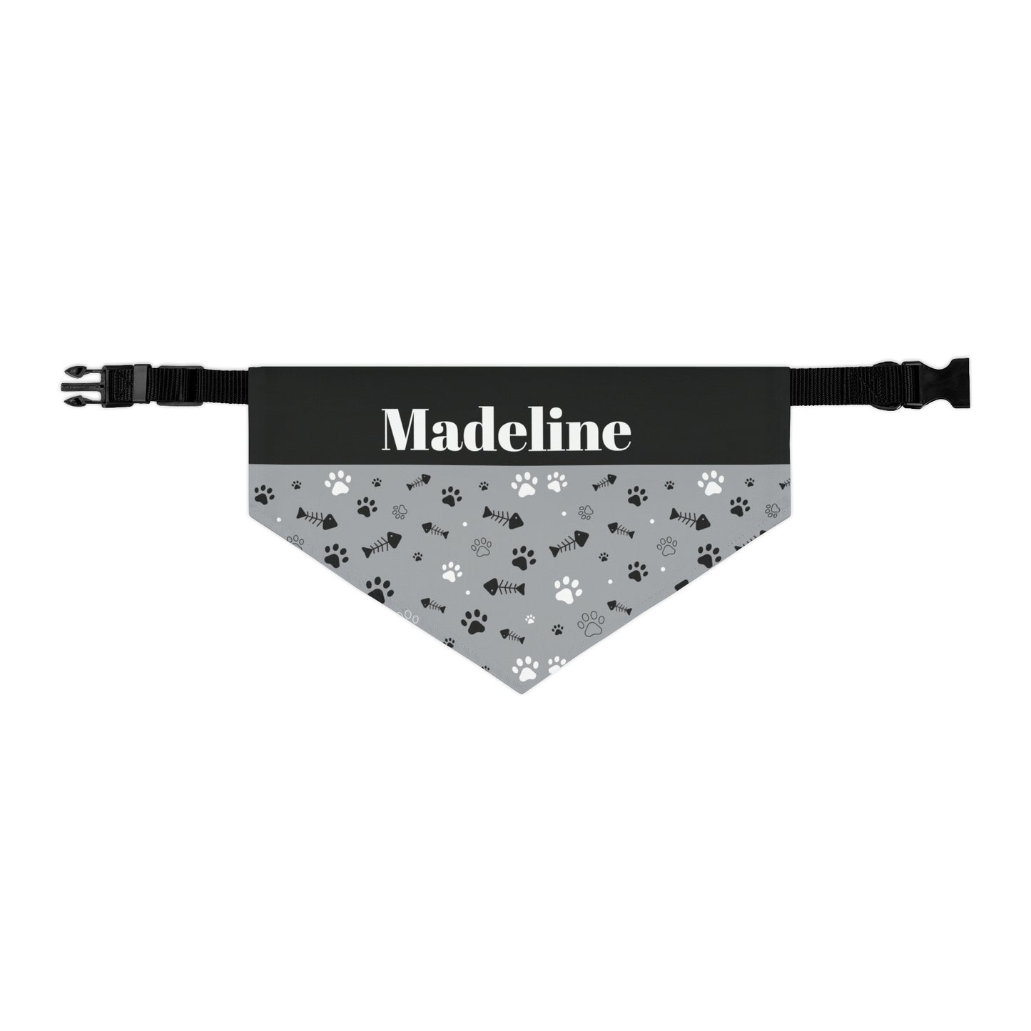 Personalized Black and White Pet Bandana Collar